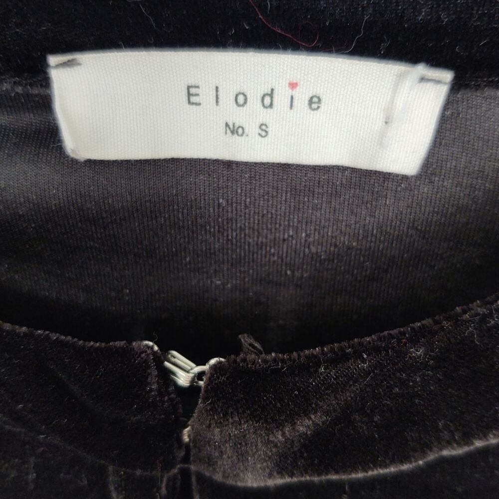 Elodie Velvet Roses Embroidered Jacket Open Front Peasant 3/4 Sleeves Size S - Picture 9 of 15